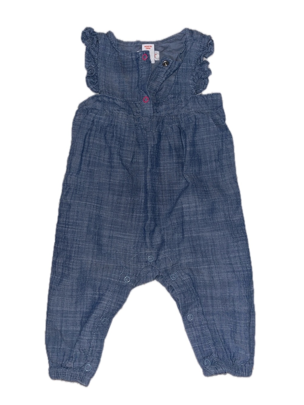 Cat & Jack Blue Denim-Style Ruffle Romper